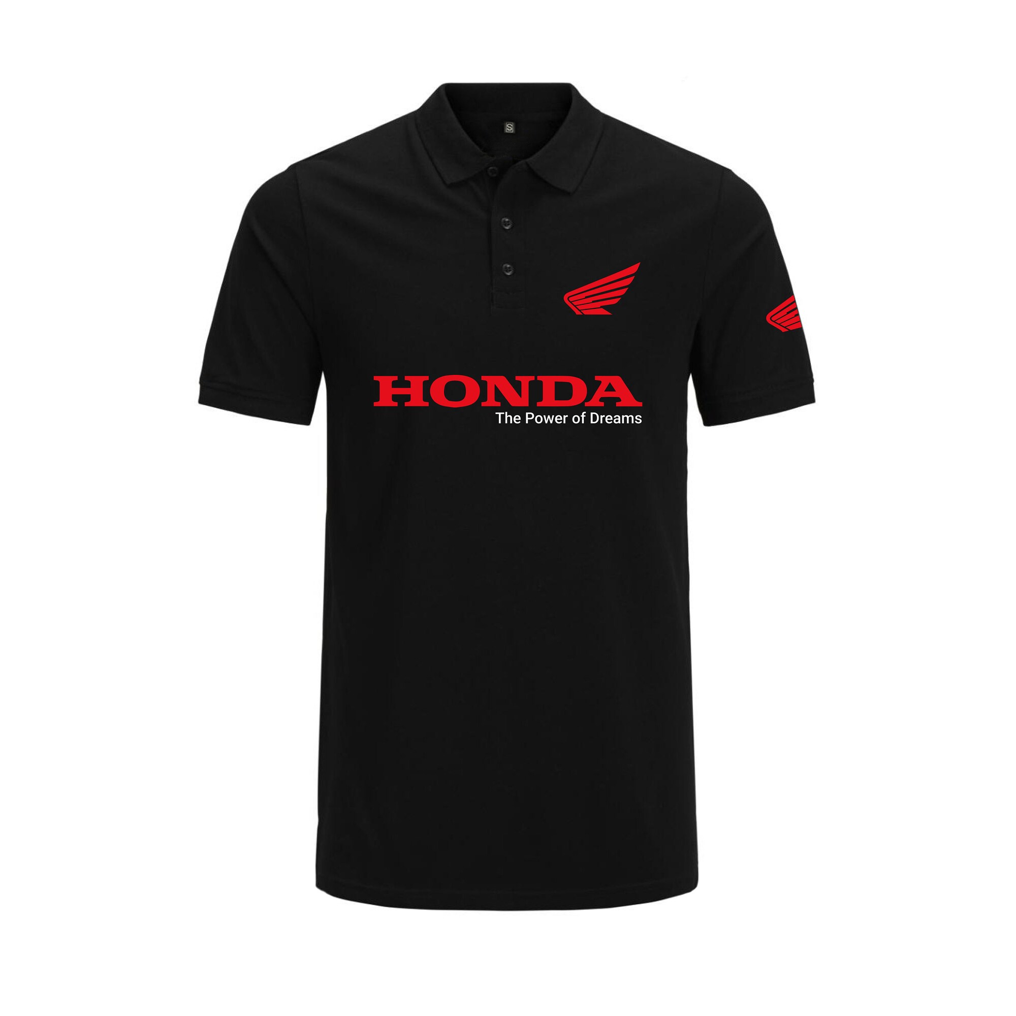 Short Sleeve Black Honda The Power of Dreams Printed polo