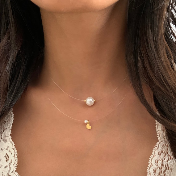 Collar invisible Collar perlas flotantes Gargantilla - México