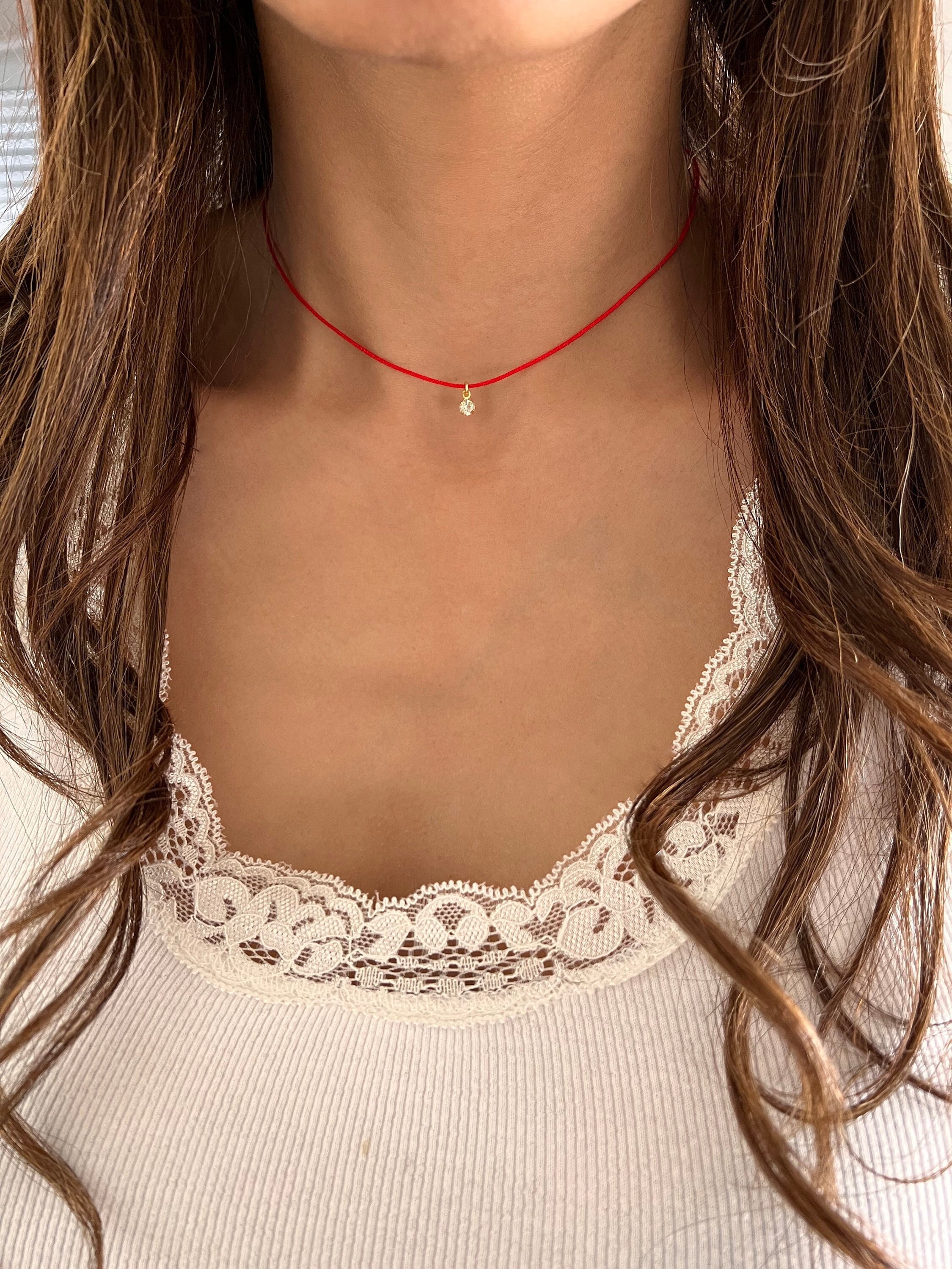 Red Satin Silk Cord Necklace