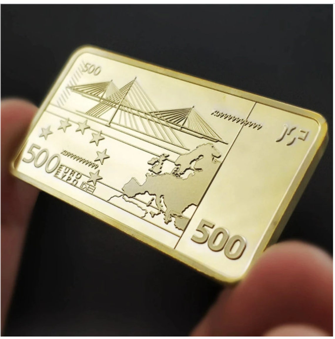 500 Euro Gold Banknote Bar 24k 999.9 Or Plaqué Barres Etsy