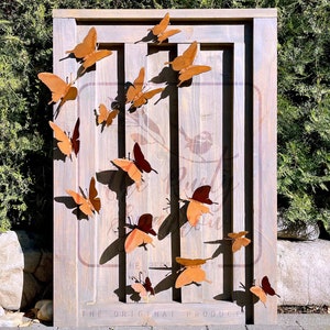 15pcs Butterfly Outdoor Wall Decor - Rusty Metal Ornament for Garden Fence - Rusted Metal Yard Decor - Metal Garden Animal Sculpture