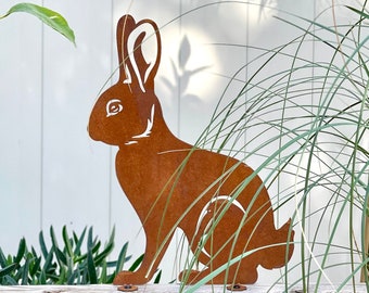 Rustic Metal Bunny Fence Topper: Rusted Garden Wall Art - Etsy