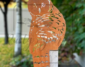 Rusty Barn Owl Wall Decor: Metal Bird Sculpture for Wall & Fence