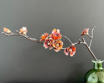 Zen Flower Artwork - Indoor Japanese Cherry Sakura - Metal Flower Sculpture - Copper Anniversary Gift - 7 Years Of Marriage