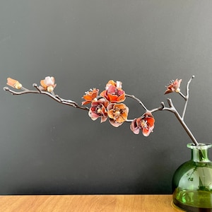 Zen Flower Artwork - Indoor Japanese Cherry Sakura - Metal Flower Sculpture - Copper Anniversary Gift - 7 Years Of Marriage