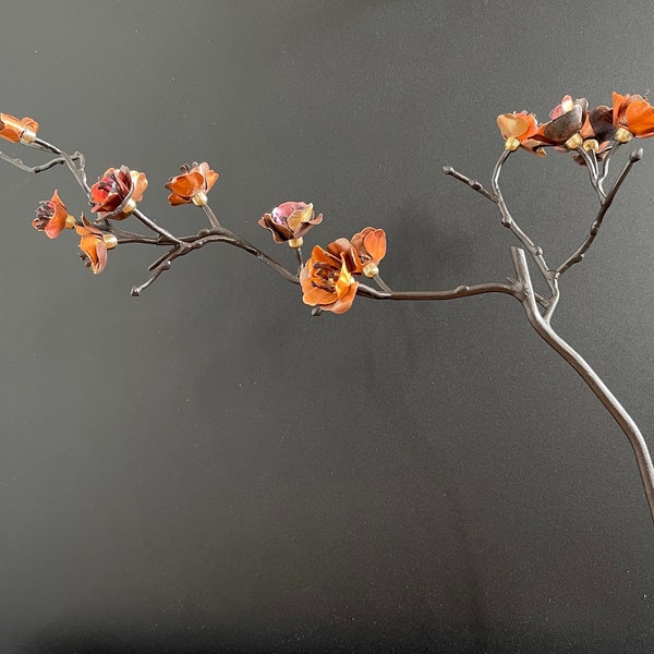 Japanese Cherry Sakura - Artisanal Flower Sculpture - Indoor Zen Flower Artwork - Floral Metalwork Creations - Home Decor - Anniversary Gift