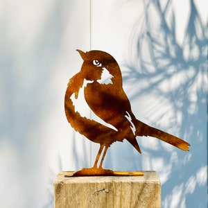 Rusty Rotkehlchen Topper - Dekorativer Metallschmuck für Haus & Garten