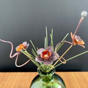 Copper and Brass Indoor Flower Sculpture Unique Мetal Art Flower Artistry Home Decor Interior Design Accents Anniversary Gift image 6