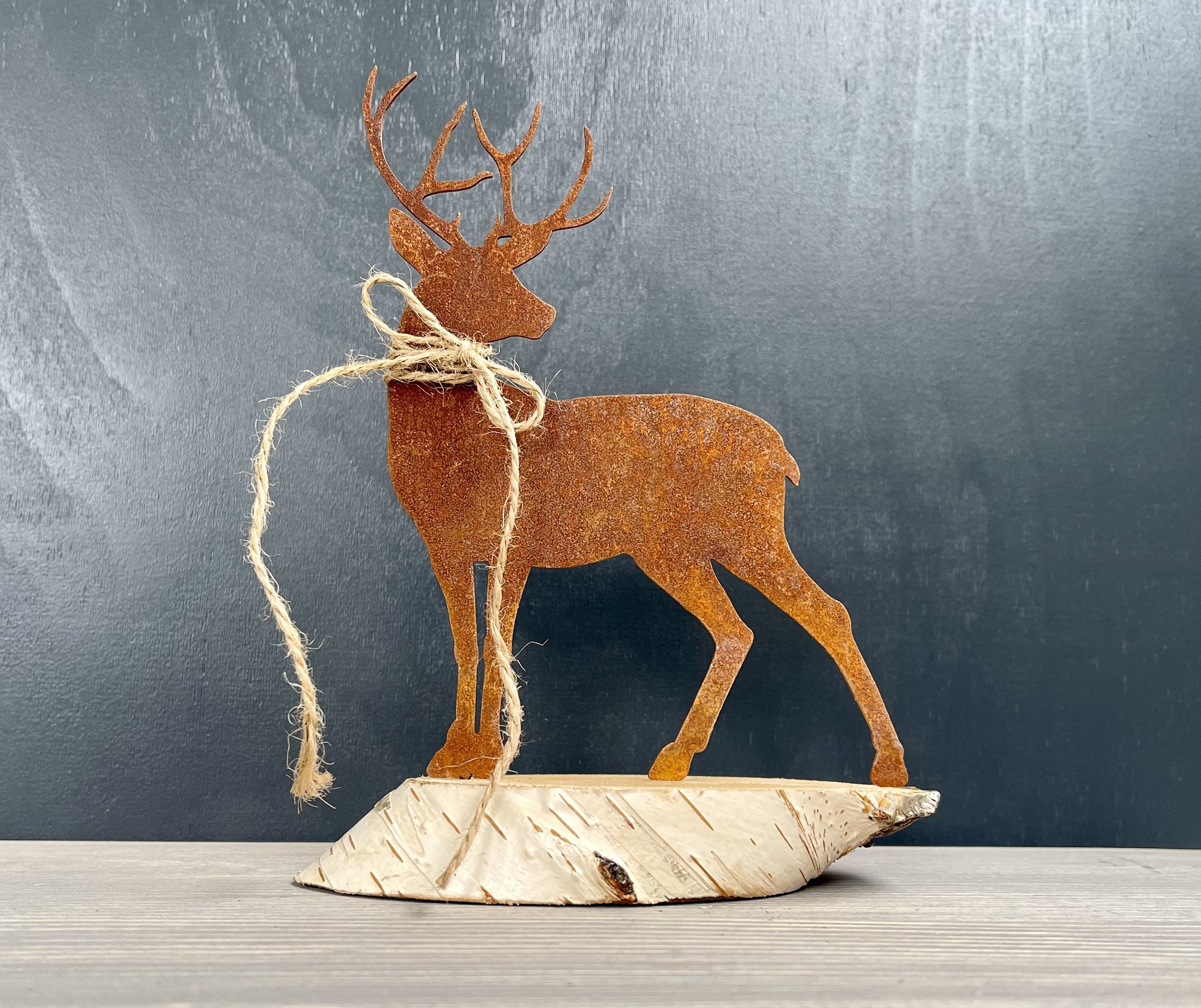 4 Decorazioni Da Giardino In Metallo Arrugginito - Cervo E Albero Di Natale, Per Esterni E Prati - Foto 7