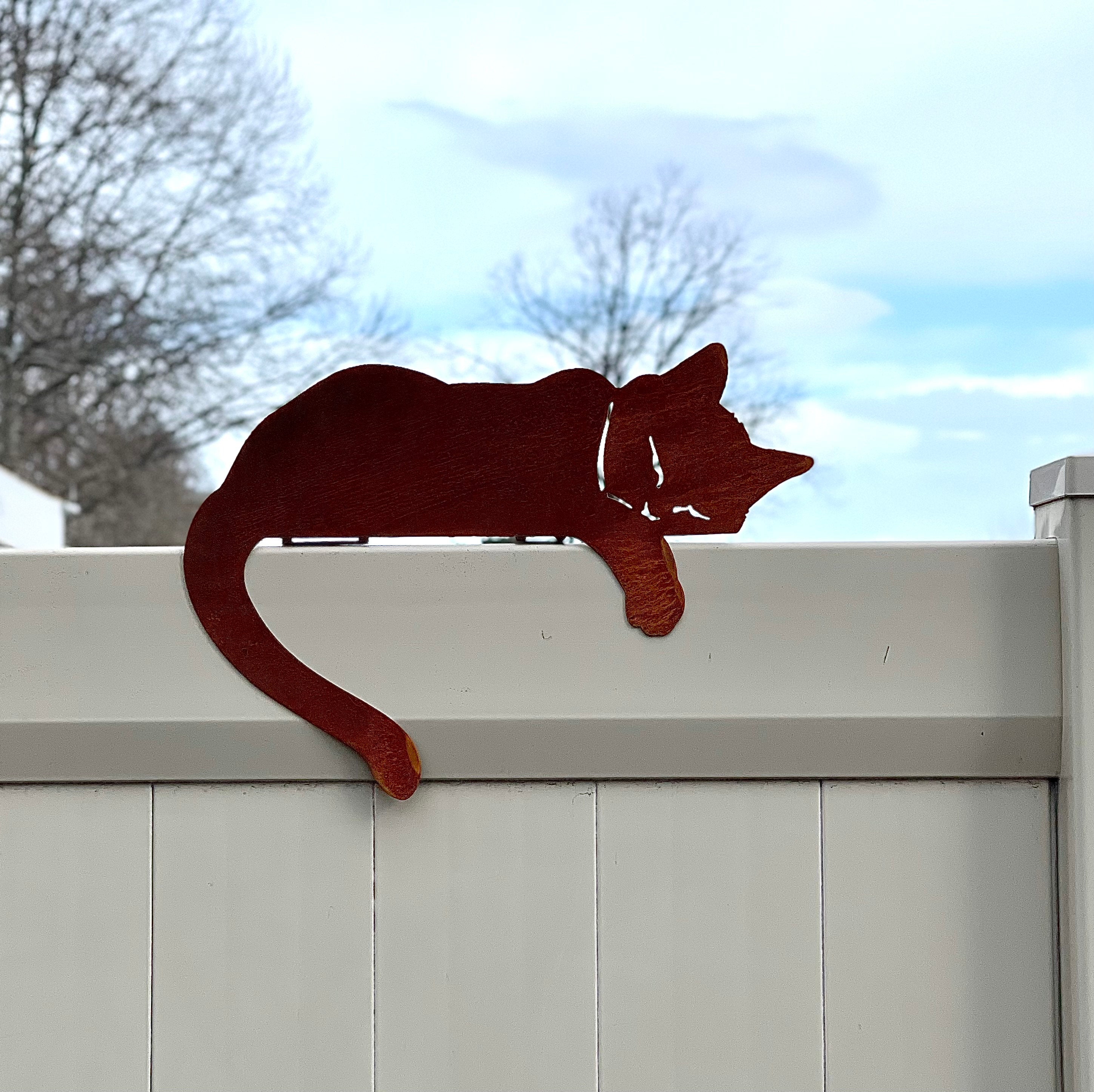 Desgn Del Gardno Arte Del Gatto Gatto N Metallo Arruggnto Per Recnzone Del Gardno Arte - Foto 8