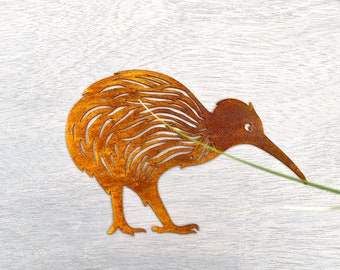Rostiger Kiwi-Vogel - Nationales Symbol Außen Garten Kunst - Metall Yard Art - Verrostetes Metall-Dekor-Verzierung - Kiwi Vogel Skulptur - Außenschild
