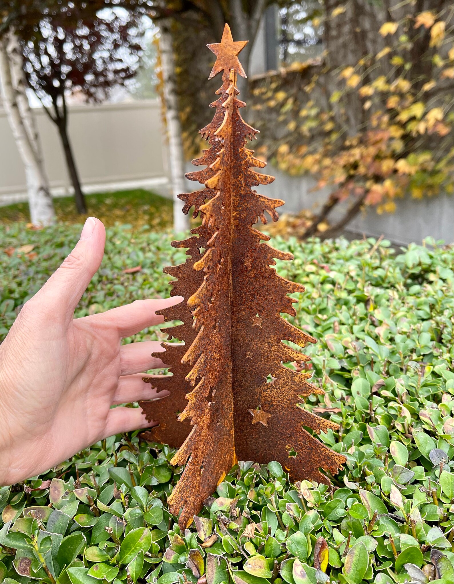 Rusted Metal Christmas Tree: Indoor Outdoor Holiday Decor - Etsy