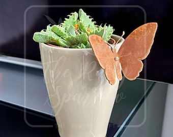 Rusted Metal Butterfly Plant Stake – Garden & Plant Pot Decor