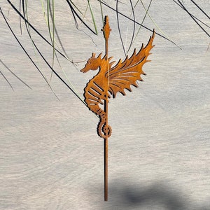 Enchanted Rusty Dragon - Rustic Yard Art Decor - Metal Garden Art - Rusted Metal Plant Stake - Exterior Dragon Sculpture - Garden Decor Gift
