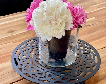 Celtic Metal Plant Stand: Black or Rusty Decorative Riser