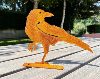 Rusty Crow Fence Topper - Bird Art Garden Furniture - Farm Decor - Rusted Metal Plant Lover Gift - Outdoor Metal Wall Decor - Backyard Art