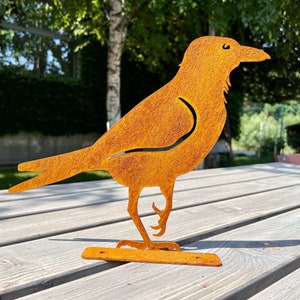 Rusted Metal Crow Fence Topper - Yard Art Decor - Yard Art Metal Bird - Raven Metal Garden Art - Rustic Garden Design - Garden Art Ornament