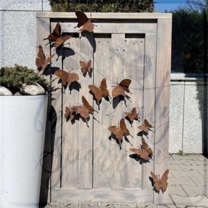 15 Stück Schmetterling-Wanddekoration für den Außenbereich rostiges Metallornament für Gartenzaun rostiges Metall-Hofdekor Metall-Garten-Tierskulptur Bild 1