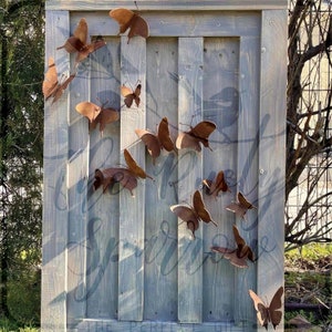 15 Stück Schmetterling-Wanddekoration für den Außenbereich rostiges Metallornament für Gartenzaun rostiges Metall-Hofdekor Metall-Garten-Tierskulptur Bild 2