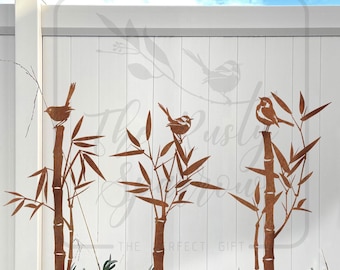 Rustic Metal Bird Plant Stake: Bamboo Garden Decor