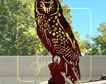 Metal Owl – Rusted Garden Art – Nature-Inspired Bird Decor