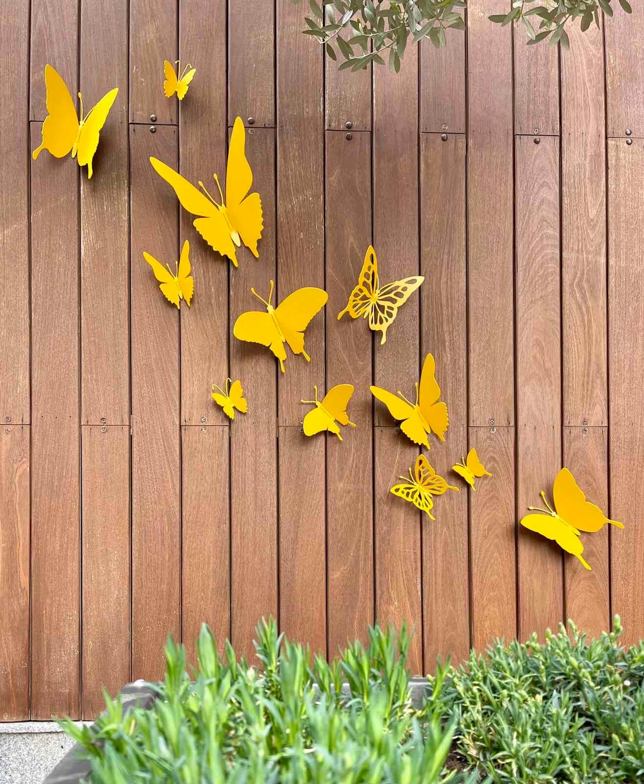 Mariposas De Metal Naranja Y Amarillo Para Pared, Decoración De