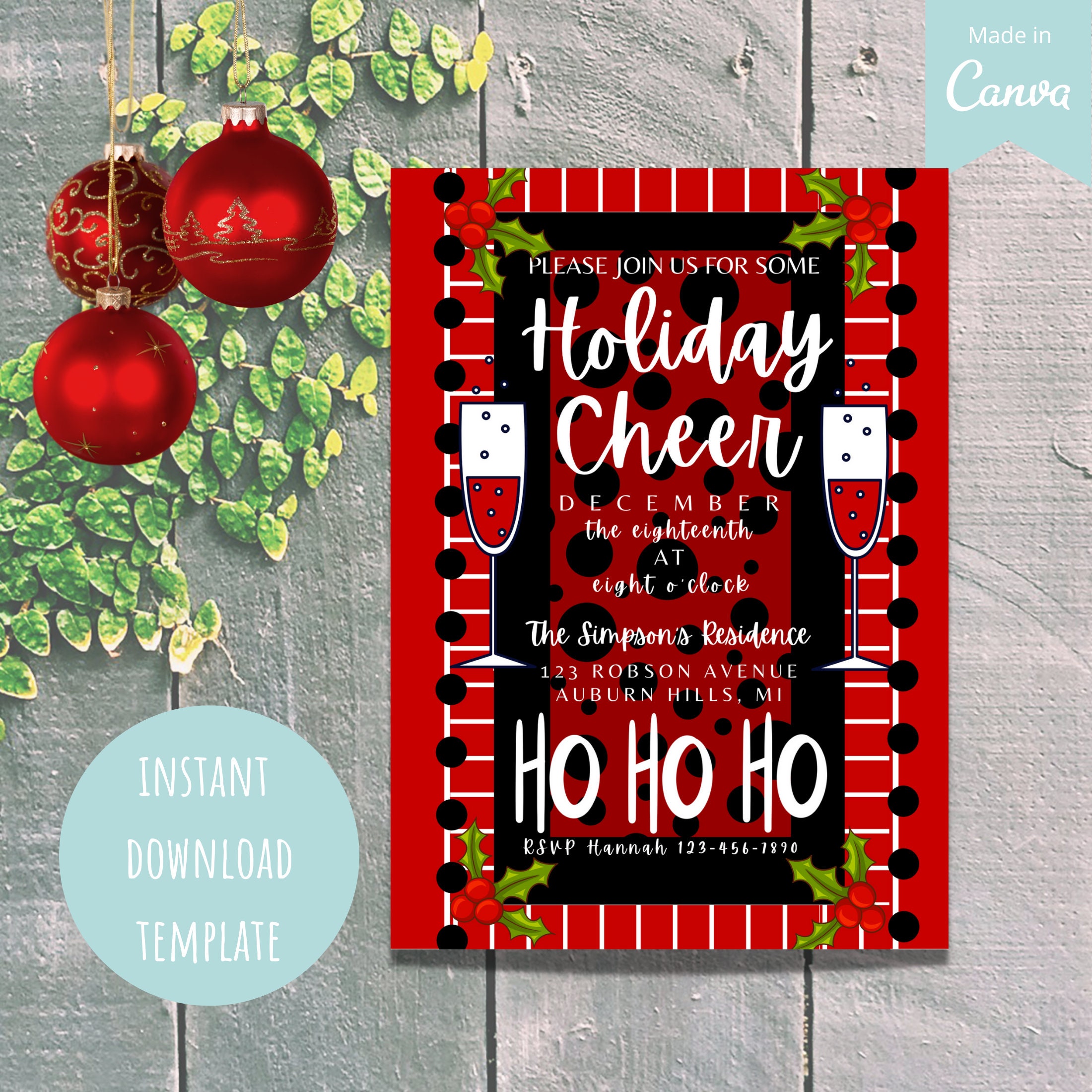 Christmas Party Evite and Invitation Templates Holiday Cheer Mobile E ...