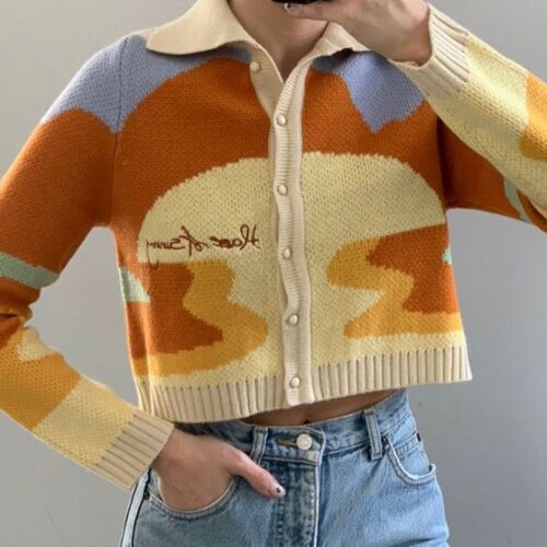 Sheep Oversize Cardigan Korean Style Knitted Sweater - Etsy