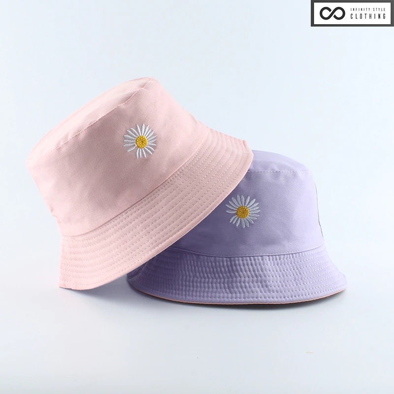 Flower Bucket Hat Daisy Embroidered 