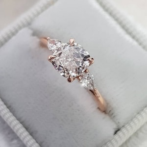 1.20Ct Cushion Cut Diamond Ring, Anniversary Gift, Moissanite Engagement Ring, Three Stone Engagement Ring, Moissanite Rings For Her
