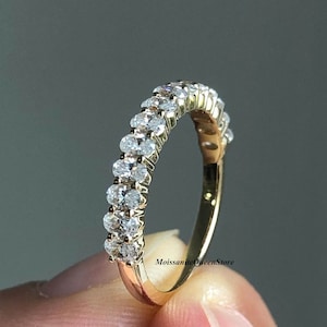 Oval Moissanite Wedding Rings | Oval Diamond Half Eternity band for Women | stacking matching eternity band Bridal