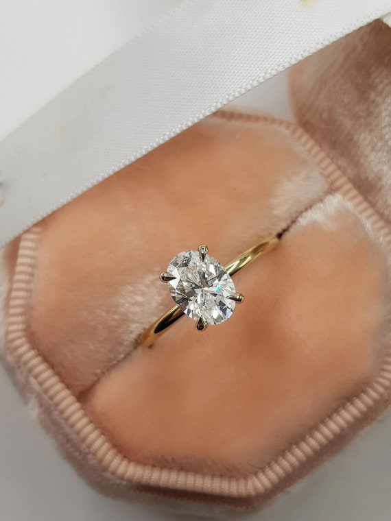 Oval Moissanite Engagement Ring Solitaire Wedding Ring for Etsy
