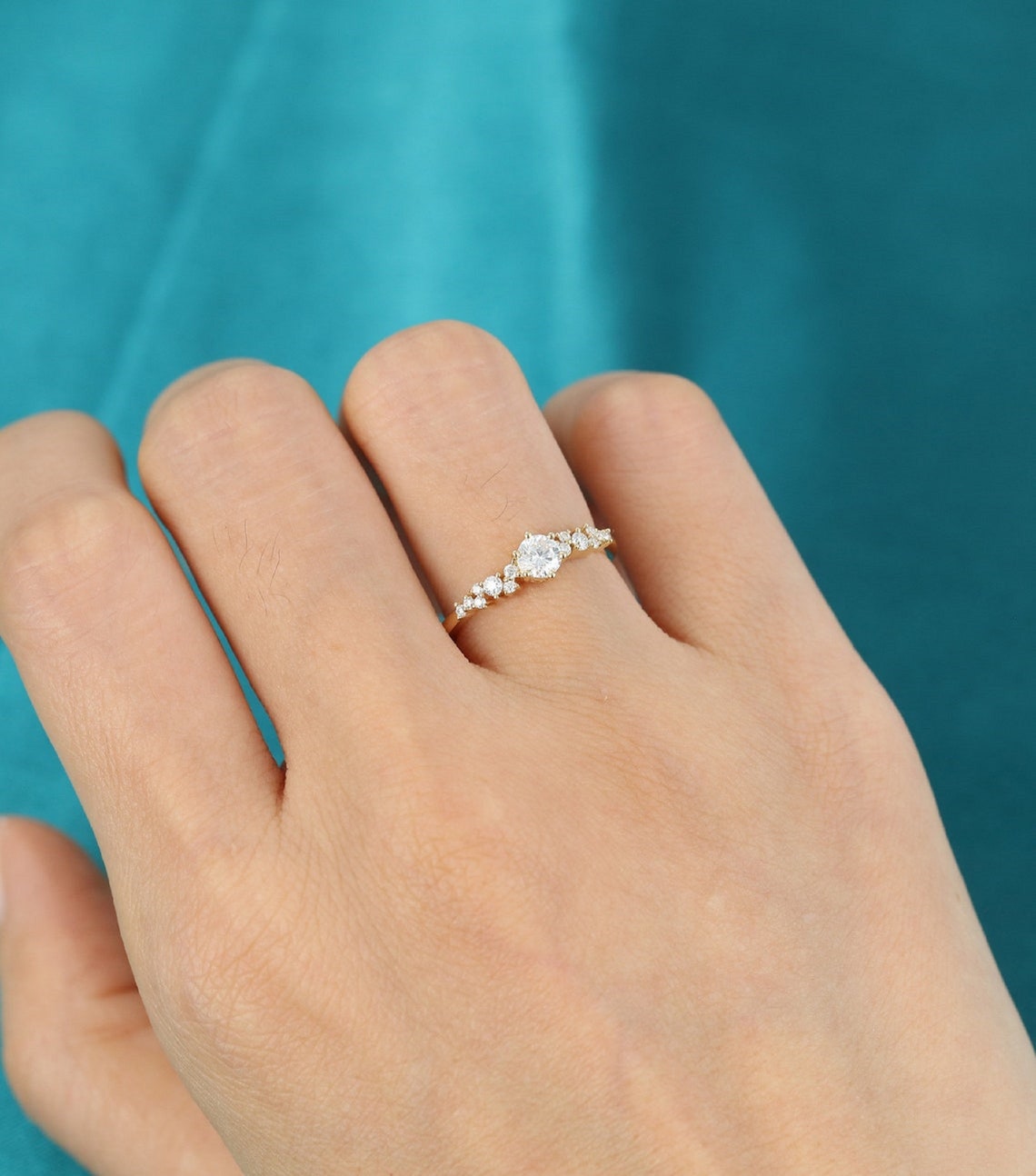 Delicate Round Cut Engagement Ring 4mm Brilliant Moissanite Etsy