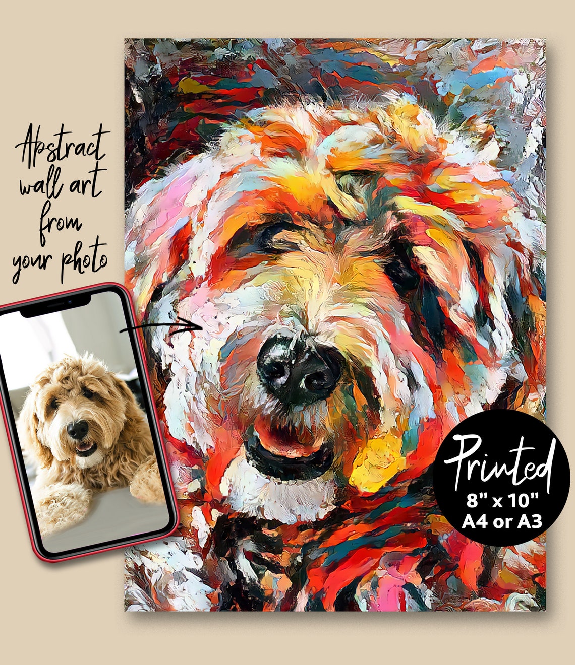 Colourful Custom Pet Portrait Abstract Illustration Etsy