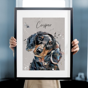 Custom Splatter Paint Dog Portrait, Abstract Painting, Personalised Pet Art Print, Contemporary Wall Art Commission Painting, SkuTOPBRU