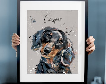 Custom Splatter Paint Dog Portrait, Abstract Painting, Personalised Pet Art Print, Contemporary Wall Art Commission Painting, SkuTOPBRU