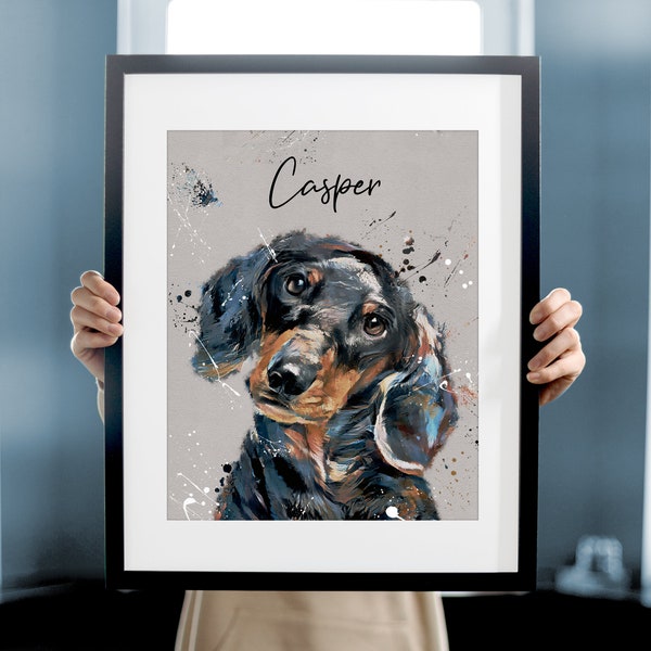 Custom Splatter Paint Dog Portrait, Abstract Painting, Personalised Pet Art Print, Contemporary Wall Art Commission Painting, SkuTOPBRU