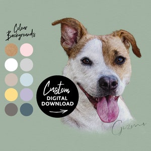 Digital Colour Sketch Pet Portrait, Personalised Dog Portrait, Pencil Style, Pet Loss Gift, Printed Dog or Cat Wall Art, SkuSCR-PCOPT