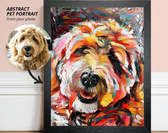 Colourful Custom Pet Portrait, Abstract Illustration, Personalised Modern Dog Art Print, Contemporary Wall Art Commission Painting, SkuOIL