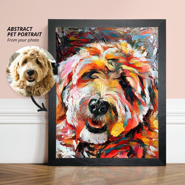 Colourful Custom Pet Portrait, Abstract Illustration, Personalised Modern Dog Art Print, Contemporary Wall Art Commission Painting, SkuOIL