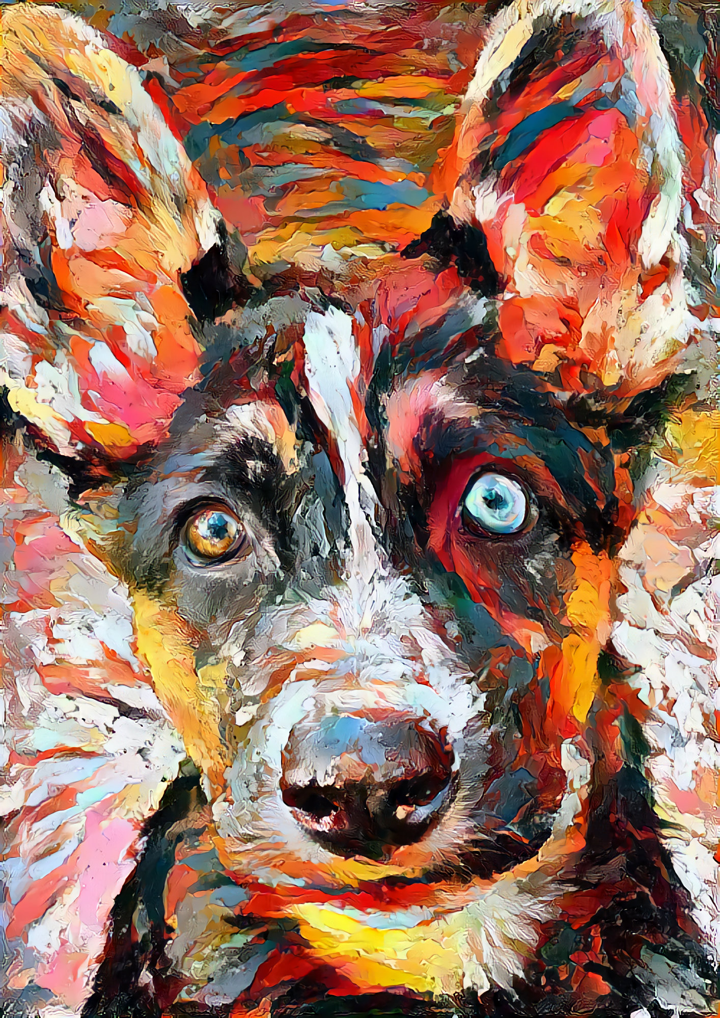激安本物 Colourful Custom Illustration Pet Abstract Portrait, Pet 絵画