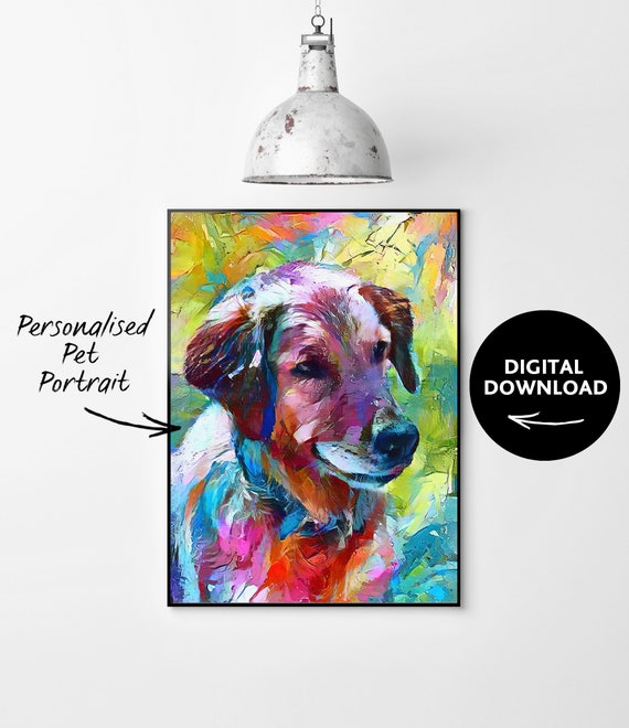 dessiner une peinture à l'huile numérique personnalisée, un portrait  d'animal de compagnie de style aquarelle