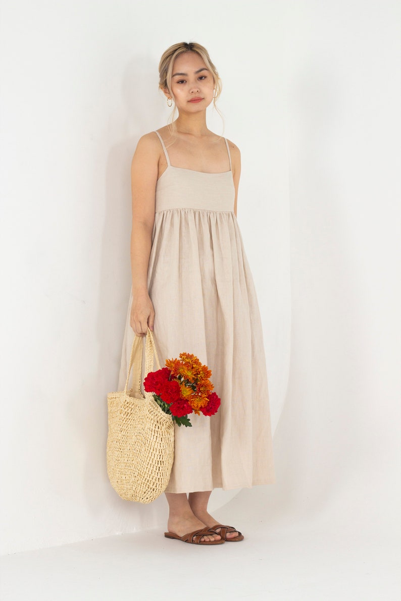 Empire Gathered Button Dress