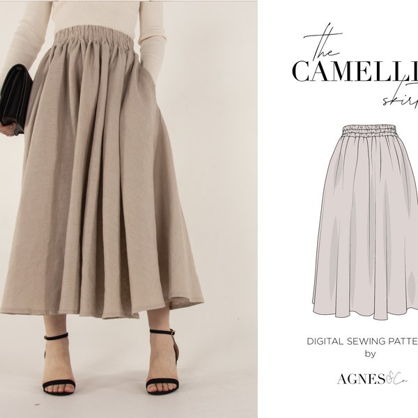 Gathered Skirt Digital PDF Sewing Pattern | Camellia Skirt | Sew-Along Video Tutorial Available!