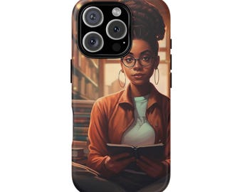 iPhone 16, iPhone 16 Pro, iPhone 16 Plus, iPhone 16 Pro Max Tough Cases African American Reader Woman Girl Book Dragon Power Reader