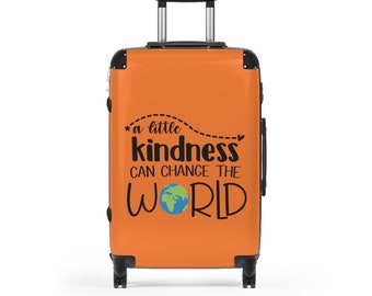 Kindness Can Change the World Peace Vacation Suitcase Travel Luggage Wedding or Honeymoon Suitcase - Orange  (3 sizes)