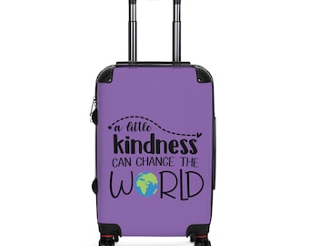 Kindness Can Change the World Peace Vacation Suitcase Travel Luggage Wedding or Honeymoon Suitcase - Purple (3 sizes)