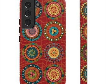 Samsung Galaxy S22 Samsung Galaxy S22 Plus Samsung Galaxy S22 Ultra Tough Cases Blue Coral Green Yellow Circles Round Colors