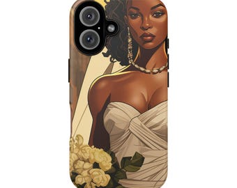 iPhone 16, iPhone 16 Pro, iPhone 16 Plus, iPhone 16 Pro Max Tough Cases African American Bride Black bride wedding Dress Wedding Gown