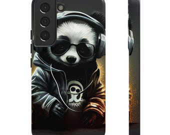 Samsung Galaxy S22 Samsung Galaxy S22 Plus Samsung Galaxy S22 Ultra Tough Case Black White Panda Headphones Audiophile Stereo headset bear